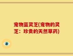 宠物蓝灵芝(宠物的灵芝：珍贵的天然草药)