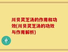 川贝灵芝汤的作用和功效(川贝灵芝汤的功效与作用解析)