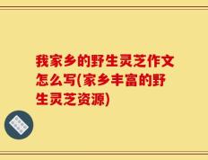 我家乡的野生灵芝作文怎么写(家乡丰富的野生灵芝资源)
