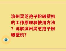 滨州灵芝孢子粉破壁机的工作原理和使用方法？详解滨州灵芝孢子粉破壁机？