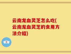 云南龙血灵芝怎么吃(云南龙血灵芝的食用方法介绍)