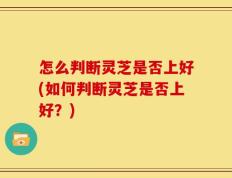 怎么判断灵芝是否上好(如何判断灵芝是否上好？)