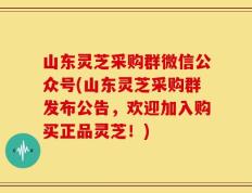 山东灵芝采购群微信公众号(山东灵芝采购群发布公告，欢迎加入购买正品灵芝！)