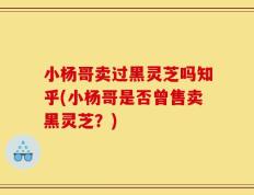 小杨哥卖过黑灵芝吗知乎(小杨哥是否曾售卖黑灵芝？)