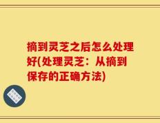 摘到灵芝之后怎么处理好(处理灵芝：从摘到保存的正确方法)