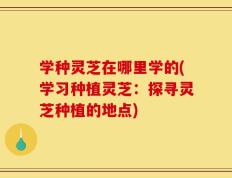 学种灵芝在哪里学的(学习种植灵芝：探寻灵芝种植的地点)