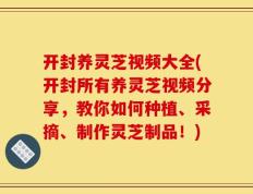 开封养灵芝视频大全(开封所有养灵芝视频分享，教你如何种植、采摘、制作灵芝制品！)