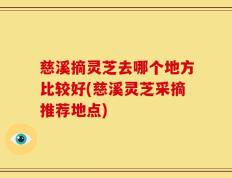 慈溪摘灵芝去哪个地方比较好(慈溪灵芝采摘推荐地点)