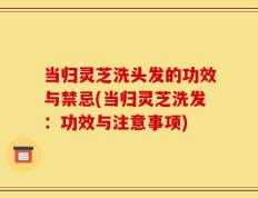 当归灵芝洗头发的功效与禁忌(当归灵芝洗发：功效与注意事项)