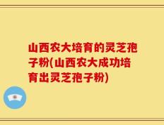 山西农大培育的灵芝孢子粉(山西农大成功培育出灵芝孢子粉)
