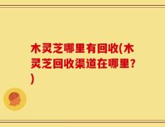 木灵芝哪里有回收(木灵芝回收渠道在哪里？)