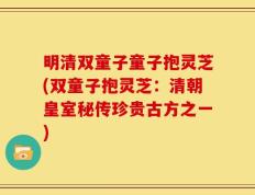 明清双童子童子抱灵芝(双童子抱灵芝：清朝皇室秘传珍贵古方之一)