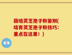 栽培灵芝孢子粉鉴别(培育灵芝孢子粉技巧：重点在这里！)