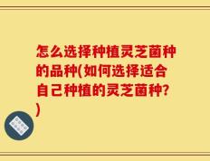 怎么选择种植灵芝菌种的品种(如何选择适合自己种植的灵芝菌种？)