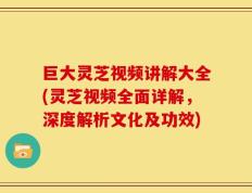 巨大灵芝视频讲解大全(灵芝视频全面详解，深度解析文化及功效)