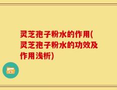 灵芝孢子粉水的作用(灵芝孢子粉水的功效及作用浅析)