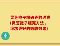 灵芝孢子粉破壳的过程(灵芝孢子破壳方法，追求更好的吸收效果)