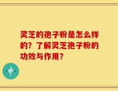 灵芝的孢子粉是怎么样的？了解灵芝孢子粉的功效与作用？