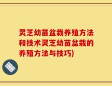 灵芝幼苗盆栽养殖方法和技术灵芝幼苗盆栽的养殖方法与技巧)