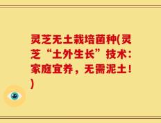 灵芝无土栽培菌种(灵芝“土外生长”技术：家庭宜养，无需泥土！)