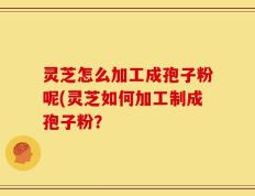 灵芝怎么加工成孢子粉呢(灵芝如何加工制成孢子粉？