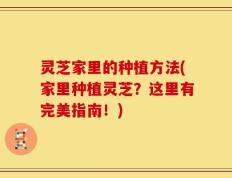 灵芝家里的种植方法(家里种植灵芝？这里有完美指南！)