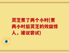 灵芝煮了两个小时(煮两小时后灵芝的效益惊人，建议尝试)
