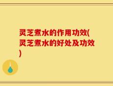 灵芝煮水的作用功效(灵芝煮水的好处及功效)