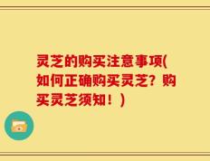 灵芝的购买注意事项(如何正确购买灵芝？购买灵芝须知！)