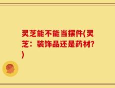 灵芝能不能当摆件(灵芝：装饰品还是药材？)