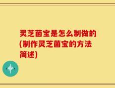灵芝菌宝是怎么制做的(制作灵芝菌宝的方法简述)