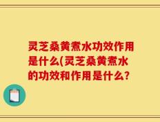 灵芝桑黄煮水功效作用是什么(灵芝桑黄煮水的功效和作用是什么？