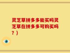 灵芝草拼多多能买吗灵芝草在拼多多可购买吗？)