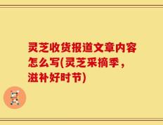 灵芝收货报道文章内容怎么写(灵芝采摘季，滋补好时节)