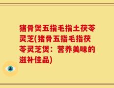 猪骨煲五指毛指土茯苓灵芝(猪骨五指毛指茯苓灵芝煲：营养美味的滋补佳品)