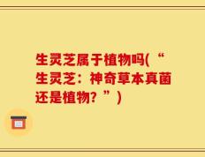 生灵芝属于植物吗(“生灵芝：神奇草本真菌还是植物？”)