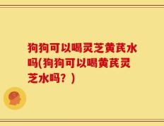 狗狗可以喝灵芝黄芪水吗(狗狗可以喝黄芪灵芝水吗？)