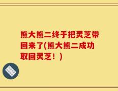 熊大熊二终于把灵芝带回来了(熊大熊二成功取回灵芝！)