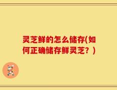 灵芝鲜的怎么储存(如何正确储存鲜灵芝？)