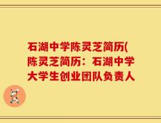 石湖中学陈灵芝简历(陈灵芝简历：石湖中学大学生创业团队负责人
