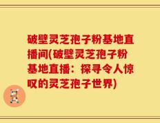 破壁灵芝孢子粉基地直播间(破壁灵芝孢子粉基地直播：探寻令人惊叹的灵芝孢子世界)