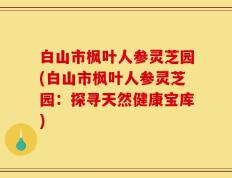 白山市枫叶人参灵芝园(白山市枫叶人参灵芝园：探寻天然健康宝库)