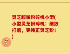 灵芝超微粉碎机小型(小型灵芝粉碎机：细致打磨，更纯正灵芝粉！)