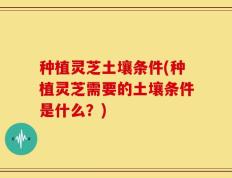 种植灵芝土壤条件(种植灵芝需要的土壤条件是什么？)