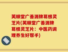 芙顺堂广善源牌葛根灵芝片(芙顺堂广善源牌葛根灵芝片：中医药调理养生好帮手)