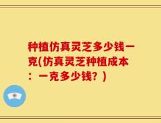 种植仿真灵芝多少钱一克(仿真灵芝种植成本：一克多少钱？)