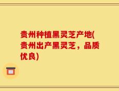 贵州种植黑灵芝产地(贵州出产黑灵芝，品质优良)