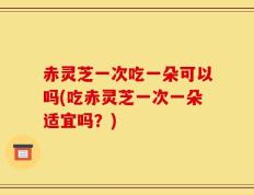 赤灵芝一次吃一朵可以吗(吃赤灵芝一次一朵适宜吗？)