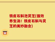 铁皮石斛泡灵芝(强效养生汤！铁皮石斛与灵芝的美妙融合)