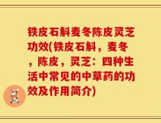铁皮石斛麦冬陈皮灵芝功效(铁皮石斛，麦冬，陈皮，灵芝：四种生活中常见的中草药的功效及作用简介)